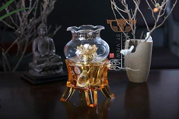 福报供养系列-福报油灯莲花灯供佛灯 佛教圣物七宝琉璃酥油灯