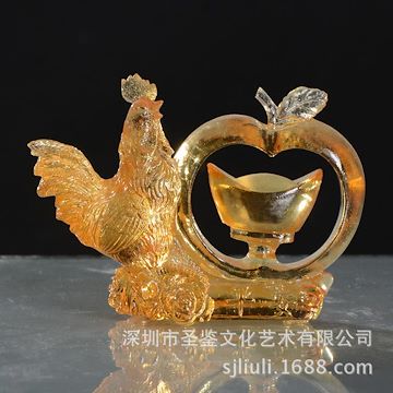 琉璃生肖鸡摆件公司年会商务礼品开业上市馈赠团购定做平安大吉